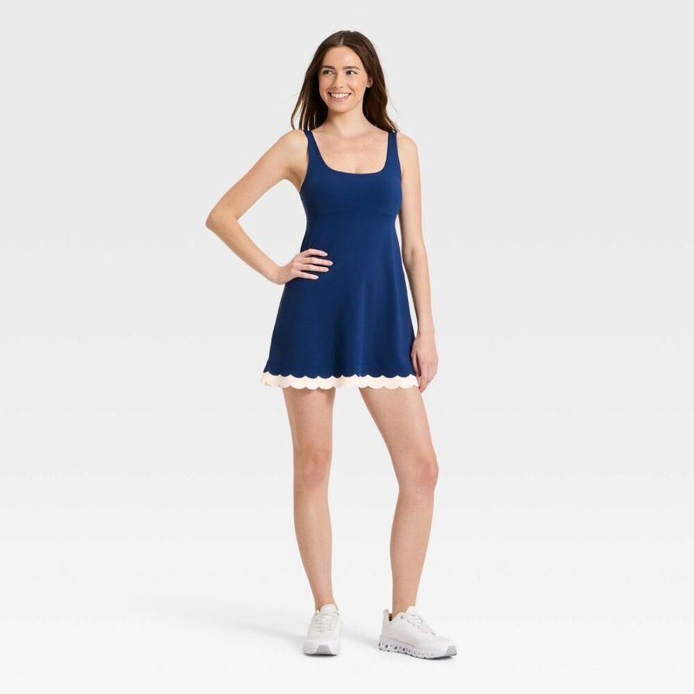 Women'S Knit Scallop Active Dress - Joylab Navy Blue/Cream Xxl